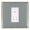 Linea-Rondo CFX Satin Nickel Frame/Satin Steel Front 1 gang RJ12 Outlet - Unshielded White