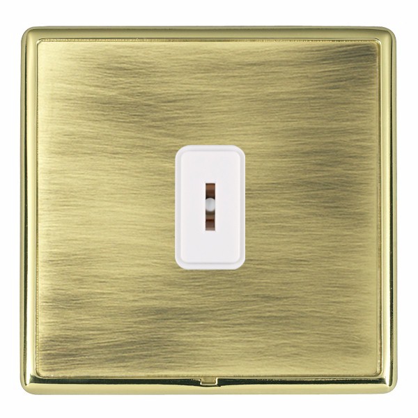 Linea-Rondo CFX Polished Brass Frame/Antique Brass Front 1 gang 20AX 2 Way Key Switch White