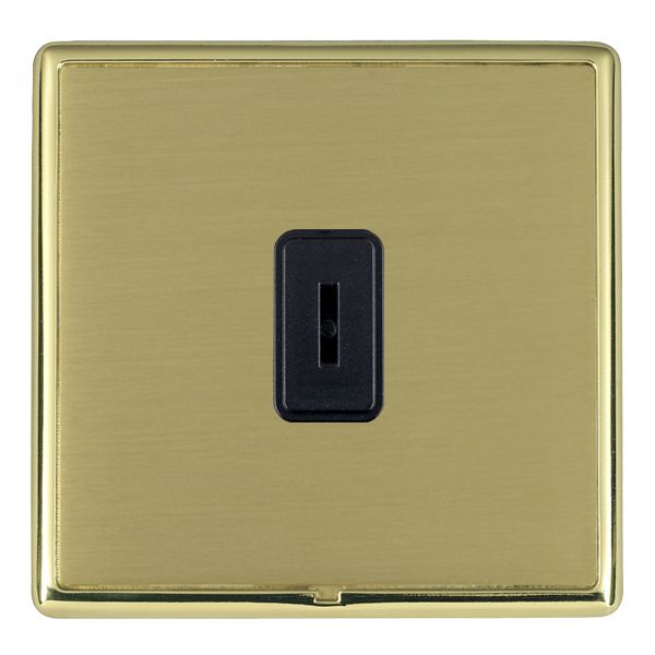 Linea-Rondo CFX Polished Brass Frame/Satin Brass Front 1 gang 20AX 2 Way Key Switch Black