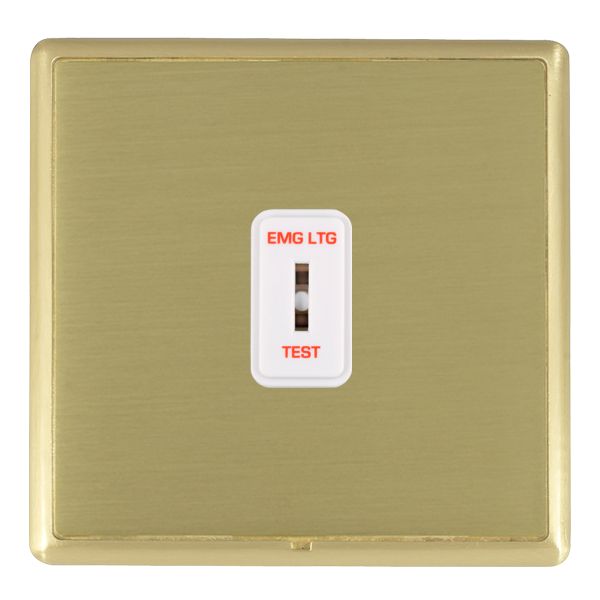 Linea-Rondo CFX Satin Brass Frame/Satin Brass Front 1 gang 20AX 2 Way Key switch EMG LTG TEST White