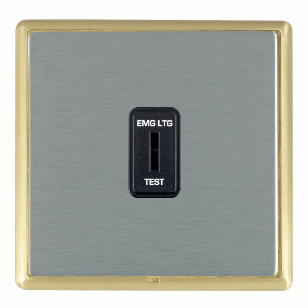 Linea-Rondo CFX Satin Brass Frame/Satin Steel Front 1 gang 20AX 2 Way Key switch EMG LTG TEST Black
