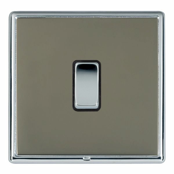 Linea-Rondo CFX Bright Chrome Frame/Black Nickel Front 1 gang 20AX 2 Way Rocker Bright Chrome/Black