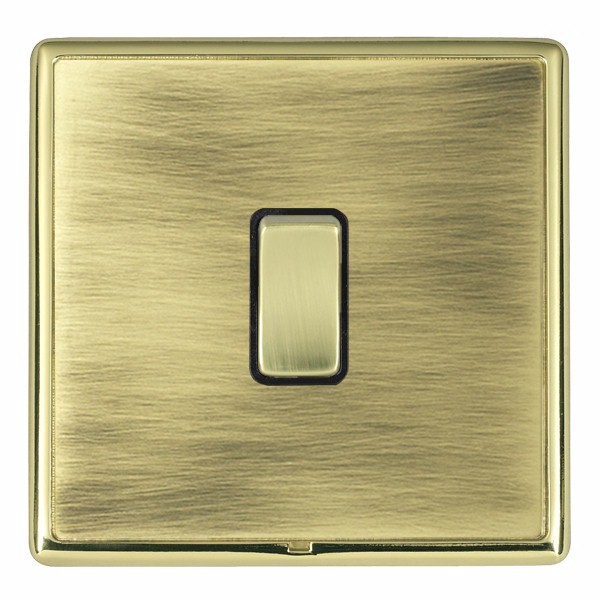 Linea-Rondo CFX Polished Brass Frame/Antique Brass Front 1 gang 20AX Intermediate Rocker Polished Brass/Black
