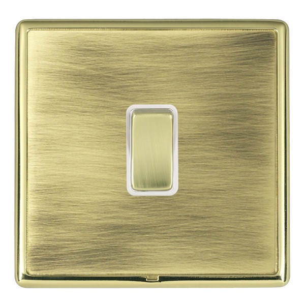 Linea-Rondo CFX Polished Brass Frame/Antique Brass Front 1 gang 20AX Intermediate Rocker Polished Brass/White