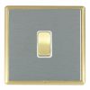 Linea-Rondo CFX Satin Brass Frame/Satin Steel Front 1 gang 20AX Intermediate Rocker Satin Brass/White