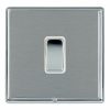 Linea-Rondo CFX Bright Chrome Frame/Satin Steel Front 1 gang 10AX Intermediate Rocker Bright Chrome/White