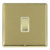 Linea-Rondo CFX Polished Brass Frame/Satin Brass Front 1 gang 10AX Intermediate Rocker Polished Brass/White
