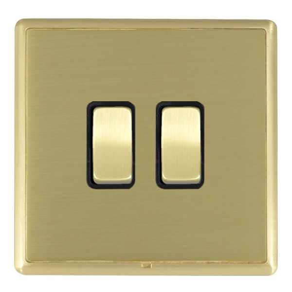 Linea-Rondo CFX Satin Brass Frame/Satin Brass Front 2 gang 20AX Intermediate Rocker Satin Brass/Black