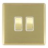 Linea-Rondo CFX Satin Brass Frame/Satin Brass Front 2 gang 10AX Intermediate Rocker Satin Brass/White
