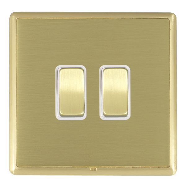 Linea-Rondo CFX Satin Brass Frame/Satin Brass Front 2 gang 10AX Intermediate Rocker Satin Brass/White