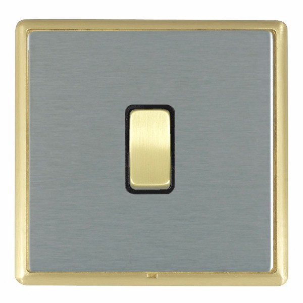 Linea-Rondo CFX Satin Brass Frame/Satin Steel Front 1 gang 10AX Push To Make/Push to Break Retractive Rocker Satin Brass/Black