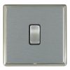 Linea-Rondo CFX Satin Nickel Frame/Satin Steel Front 1 gang 10AX Push To Make/Push to Break Retractive Rocker Satin Steel/Black