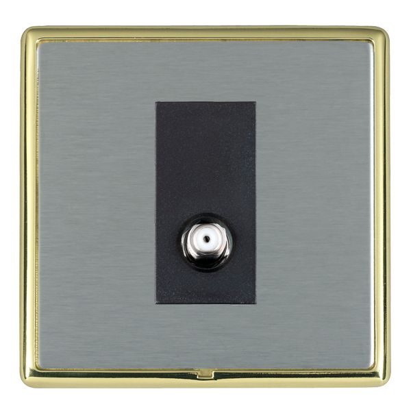 Linea-Rondo CFX Polished Brass Frame/Satin Steel Front 1 gang Isolated Satellite Black