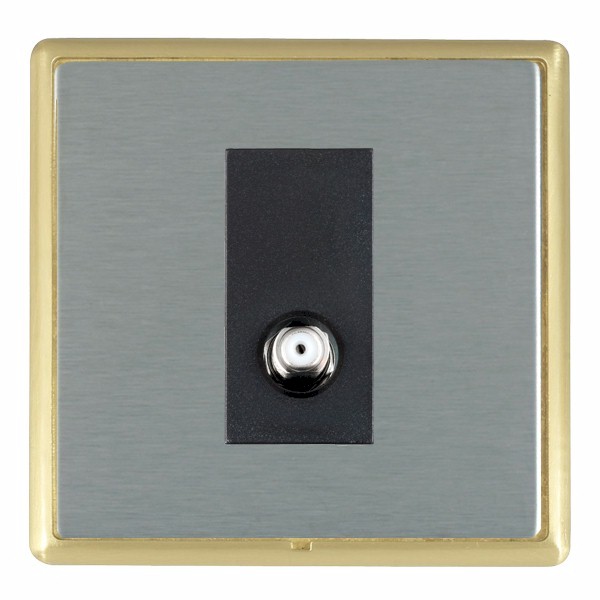 Linea-Rondo CFX Satin Brass Frame/Satin Steel Front 1 gang Isolated Satellite Black