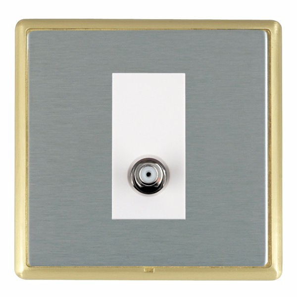 Linea-Rondo CFX Satin Brass Frame/Satin Steel Front 1 gang Isolated Satellite White