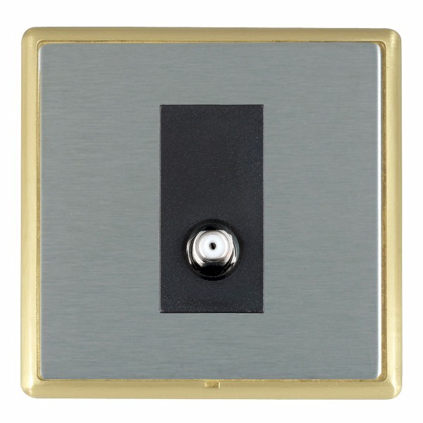 Linea-Rondo CFX Satin Brass Frame/Satin Steel Front 1 gang Non-Isolated Satellite Black