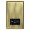 Linea-Rondo CFX Antique Brass Frame/Antique Brass Front Shaver Dual Voltage Unswitched Socket (Vertically Mounted) Black
