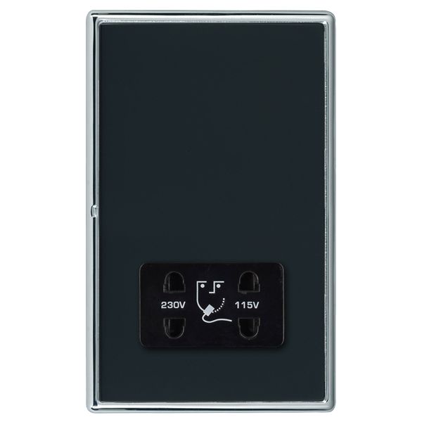 Linea-Rondo CFX Bright Chrome Frame/Piano Black Front Shaver Dual Voltage Unswitched Socket (Vertically Mounted) Black