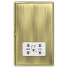 Linea-Rondo CFX Polished Brass Frame/Antique Brass Front Shaver Dual Voltage Unswitched Socket (Vertically Mounted) White