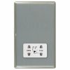 Linea-Rondo CFX Satin Nickel Frame/Satin Steel Front Shaver Dual Voltage Unswitched Socket (Vertically Mounted) White