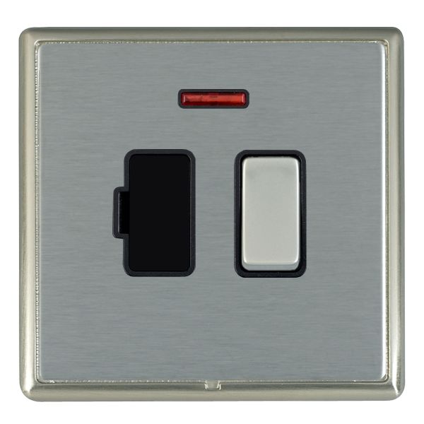 Linea-Rondo CFX Satin Nickel Frame/Satin Steel Front 1 gang 13A Double Pole Fused Spur and Neon Satin Steel/Black