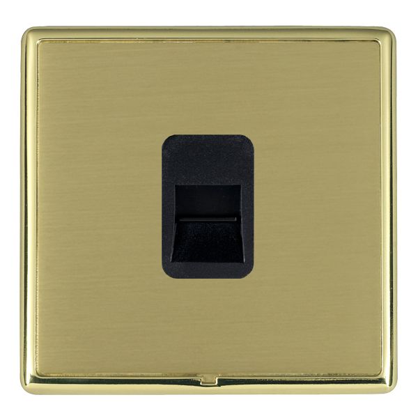 Linea-Rondo CFX Polished Brass Frame/Satin Brass Front 1 gang Telephone Slave Black