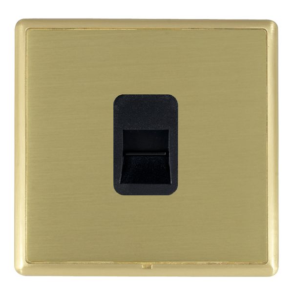 Linea-Rondo CFX Satin Brass Frame/Satin Brass Front 1 gang Telephone Slave Black
