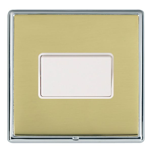 Linea-Rondo CFX Bright Chrome Frame/Polished Brass Front 1 gang 10A Triple Pole Rocker White/White