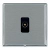 Linea-Rondo CFX Bright Chrome Frame/Satin Steel Front 1 gang Non-Isolated Television 1in/1out Black