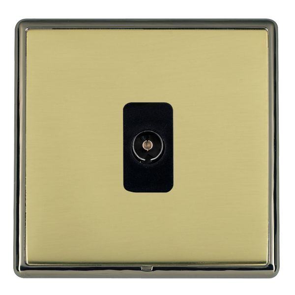 Linea-Rondo CFX Black Nickel Frame/Polished Brass Front 1 gang Non-Isolated Television 1in/1out Black