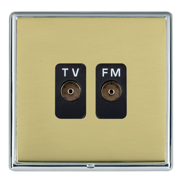 Linea-Rondo CFX Bright Chrome Frame/Polished Brass Front Isolated TV/FM Diplexer 1in/2out Black