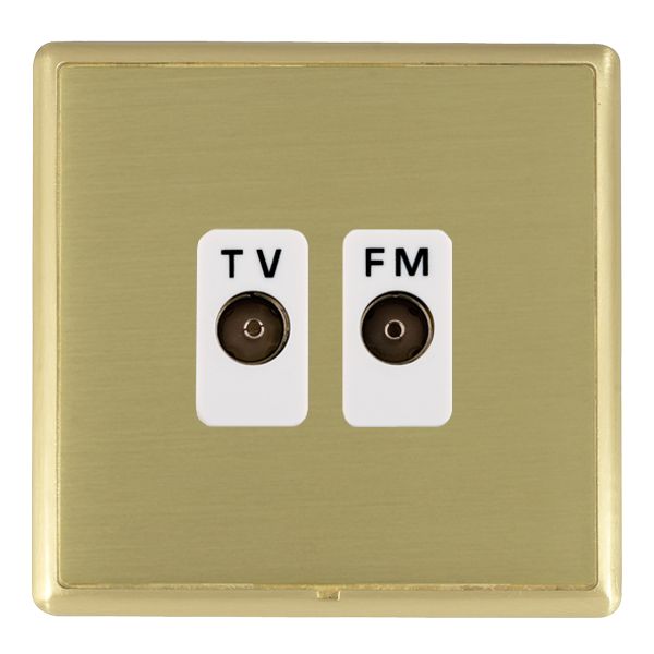 Linea-Rondo CFX Satin Brass Frame/Satin Brass Front Isolated TV/FM Diplexer 1in/2out White