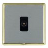 Linea-Rondo CFX Polished Brass Frame/Satin Steel Front 1 gang Isolated TV 1in/1out Black