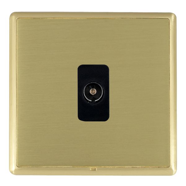 Linea-Rondo CFX Satin Brass Frame/Satin Brass Front 1 gang Isolated TV 1in/1out Black