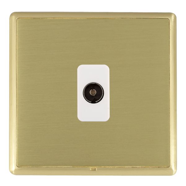 Linea-Rondo CFX Satin Brass Frame/Satin Brass Front 1 gang Isolated TV 1in/1out White