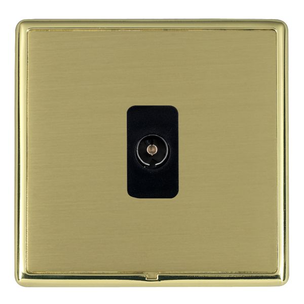 Linea-Rondo CFX Polished Brass Frame/Satin Brass Front 1 gang Non-Isolated Television 1in/1out Black