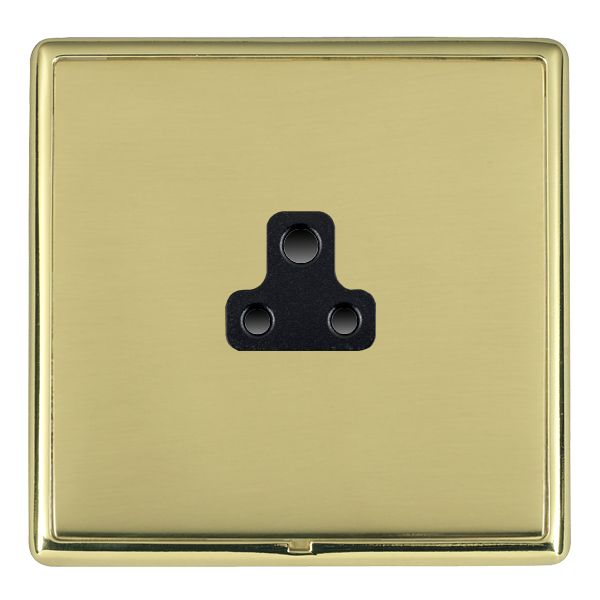Linea-Rondo CFX Polished Brass Frame/Polished Brass Front 1 gang 2A Unswitched Socket Black