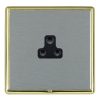 Linea-Rondo CFX Polished Brass Frame/Satin Steel Front 1 gang 2A Unswitched Socket Black