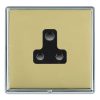 Linea-Rondo CFX Bright Chrome Frame/Polished Brass Front 1 gang 5A Unswitched Socket Black