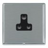Linea-Rondo CFX Bright Chrome Frame/Satin Steel Front 1 gang 5A Unswitched Socket Black