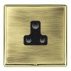 Linea-Rondo CFX Polished Brass Frame/Antique Brass Front 1 gang 5A Unswitched Socket Black