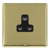 Linea-Rondo CFX Polished Brass Frame/Satin Brass Front 1 gang 5A Unswitched Socket Black