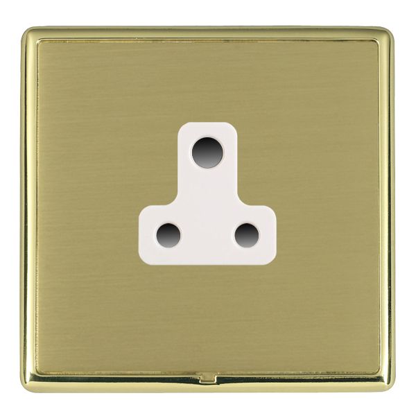 Linea-Rondo CFX Polished Brass Frame/Satin Brass Front 1 gang 5A Unswitched Socket White