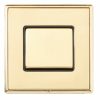 Linea-Rondo CFX Polished Brass Frame/Polished Brass Front Wide Rocker 1 gang 10AX Intermediate Polished Brass/Black