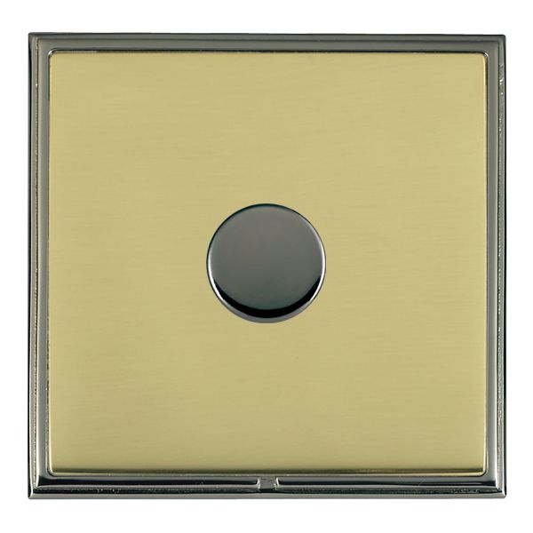 Linea-Scala CFX Black Nickel Frame/Polished Brass Front 1 gang 100W LED 2 Way Push On/Off Rotary Dimmer Black Nickel