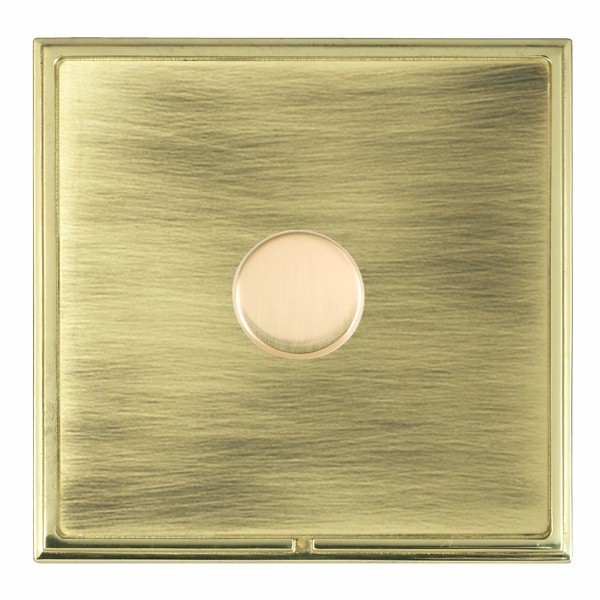 Linea-Scala CFX Polished Brass Frame/Antique Brass Front 1 gang 100W LED 2 Way Push On/Off Rotary Dimmer Polished Brass
