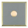Linea-Scala CFX Polished Brass Frame/Satin Steel Front 1 gang 100W LED 2 Way Push On/Off Rotary Dimmer Polished Brass