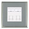 Linea-Scala CFX Satin Nickel Frame/Satin Steel Front 2 gang RJ45 CAT 5E Outlet - Unshielded White