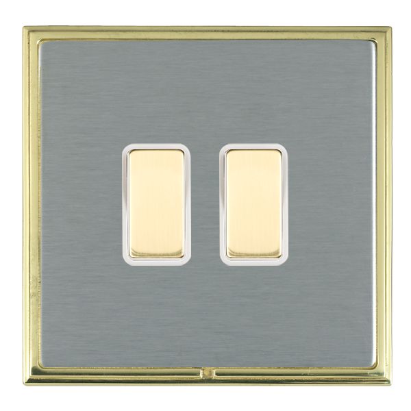 Linea-Scala CFX Polished Brass Frame/Satin Steel Front 2x250W/210VA Resistive/Inductive Trailing Edge Touch Master Multi-Way Dimmers Polished Brass/White