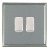 Linea-Scala CFX Satin Nickel Frame/Satin Steel Front 2 gang Multi-Way Touch Slave Controller Satin Steel/White